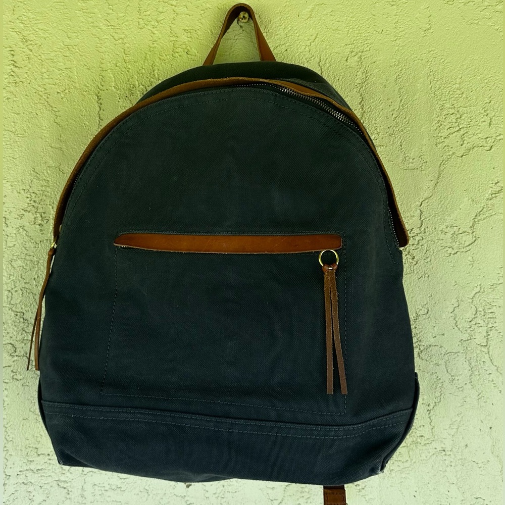 Madewell navy and leather backpack